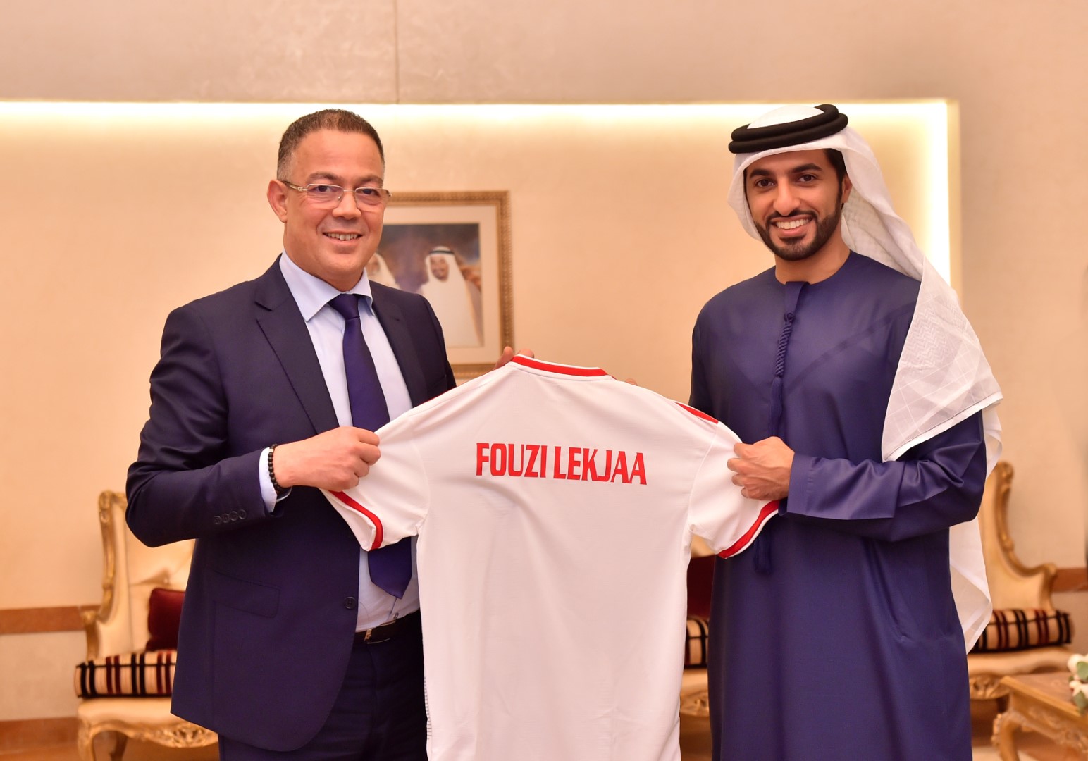 راشد بن حميد يستقبل رئيس الجامعة الملكية المغربية لكرة القدم