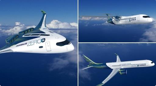 "إيرباص" تعرض 3 نماذج من طائرة تعمل بالهيدروجين