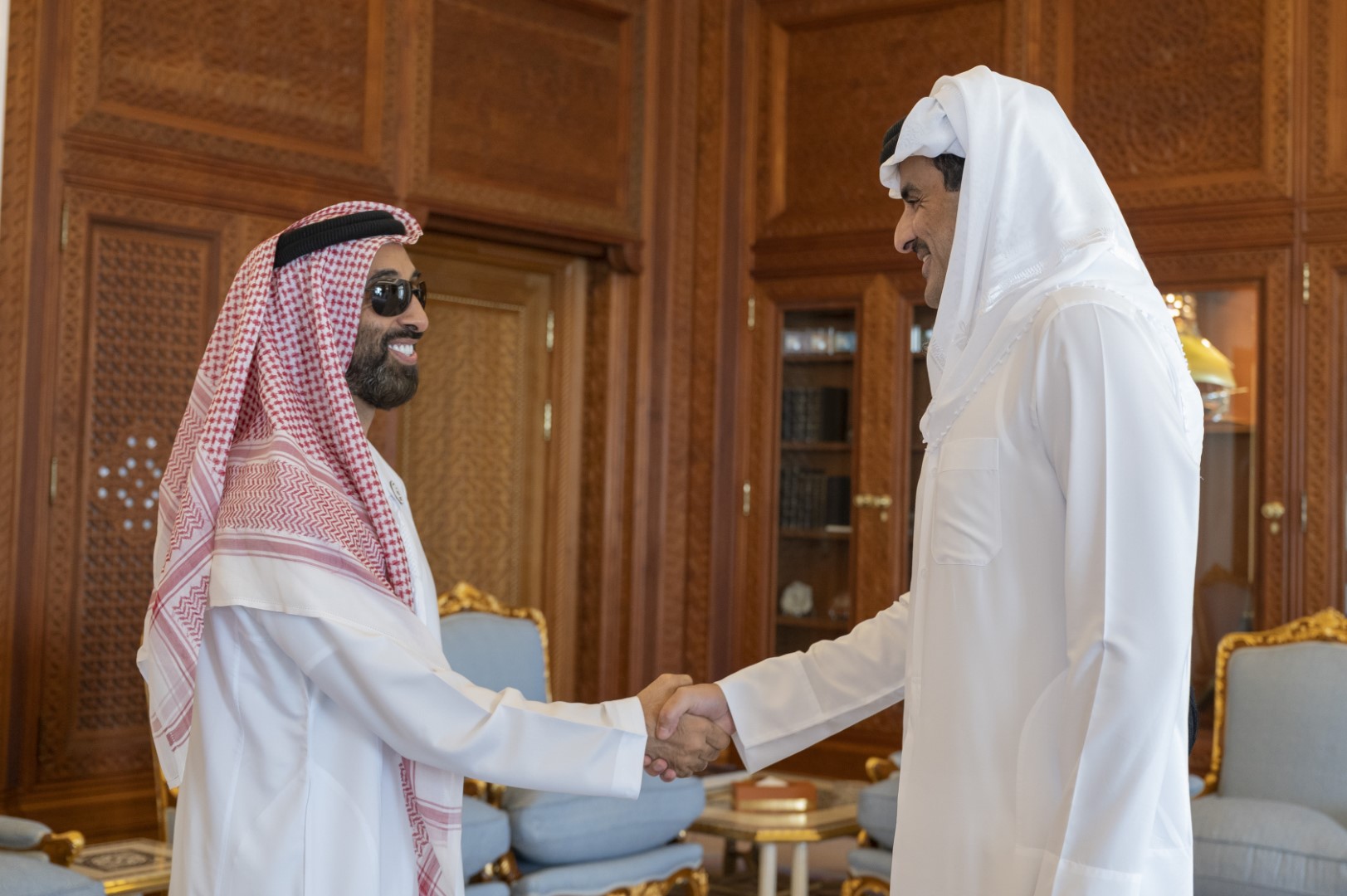 أمير قطر يستقبل طحنون بن زايد